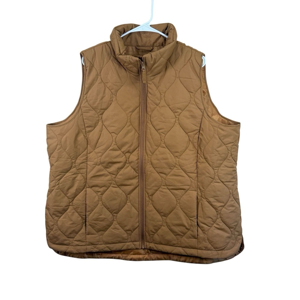 Lands' End Womens Feather Free Insulated Quilted Vest |‎ Camel | 2X